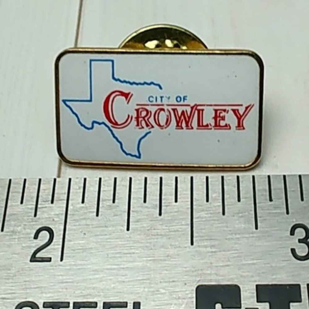 City of Crowley Texas Outline State Pin Button